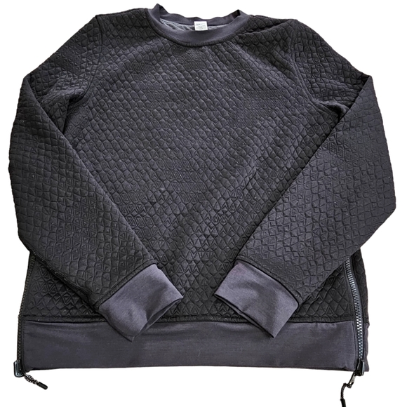 IVIVVA LULULEMON WHEREVER YOU GO QUILTED REVERSIBLE BLACK CREW SWEATSHIRT sz 14 - Picture 2 of 12